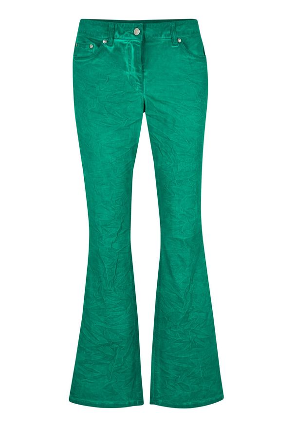 Spodnie BOOTCUT "used look" bonprix zielony miętowy "used". Kolor: zielony