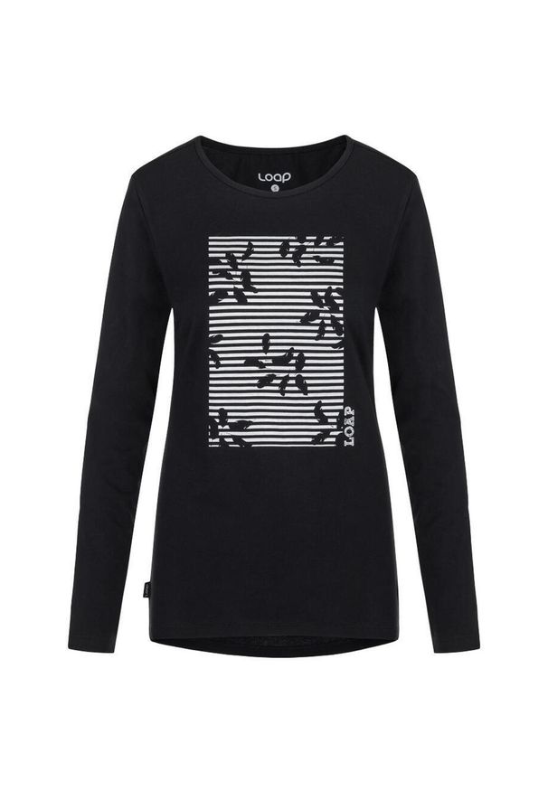 Lowa - Koszulka damska z długim rękawem z bawełny organicznej - elegancki design. Kolor: fioletowy. Materiał: bawełna. Długość rękawa: długi rękaw. Długość: długie. Wzór: nadruk, kwiaty. Styl: elegancki