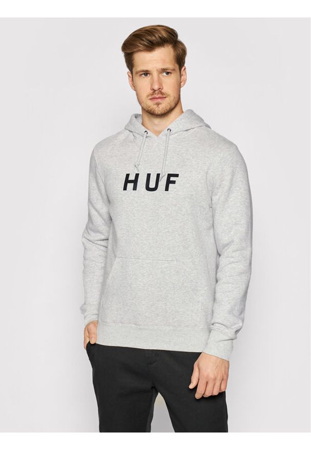 HUF Bluza Essentials Og Logo PF00099 Szary Regular Fit. Kolor: szary. Materiał: bawełna