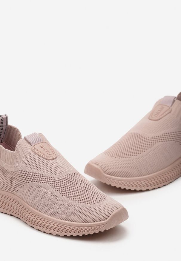 Renee - Różowe Buty Sportowe ze Skarpetkową Cholewką Pinke. Kolor: różowy. Materiał: dresówka, jeans. Szerokość cholewki: normalna