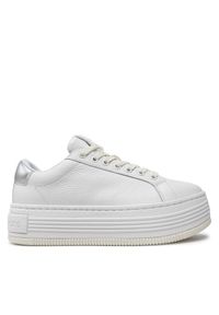 Calvin Klein Jeans Sneakersy Bold Flatf Low Mix Ohb YW0YW01632 Biały. Kolor: biały. Materiał: skóra