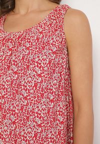 Born2be - Czerwona Rozkloszowana Sukienka z Bawełny w Abstrakcyjny Wzór Annivione. Kolor: czerwony. Materiał: bawełna. Długość rękawa: na ramiączkach. Styl: klasyczny, elegancki #7