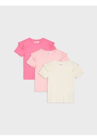 Sinsay - Bawełniana koszulka z ozdobnymi falbankami 3 pack - wielobarwny. Typ kołnierza: kołnierz z falbankami. Materiał: bawełna #1