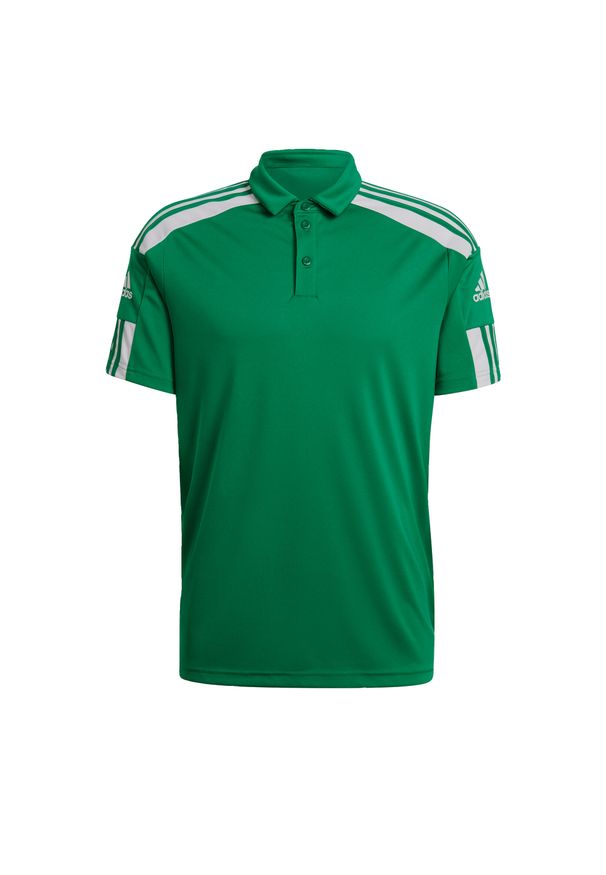 Koszulka polo do piłki nożnej męska Adidas Squadra 21 Polo z krótkim rękawem. Typ kołnierza: polo. Kolor: zielony, biały, wielokolorowy. Długość rękawa: krótki rękaw. Długość: krótkie. Sport: piłka nożna