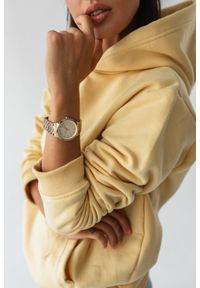 Marsala - Bluza z kapturem w kolorze SUNSHINE - BASIC BY MARSALA. Okazja: na spacer. Typ kołnierza: kaptur. Kolekcja: moda ciążowa. Materiał: materiał, bawełna, elastan, jeans. Sezon: wiosna #1