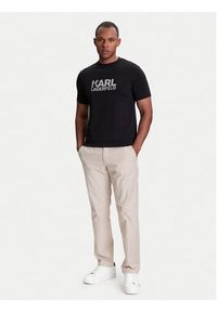 Karl Lagerfeld - KARL LAGERFELD T-Shirt 755087 553235 Czarny Regular Fit. Typ kołnierza: dekolt w karo. Kolor: czarny. Materiał: bawełna #4
