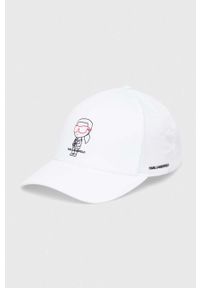 Karl Lagerfeld czapka z daszkiem kolor biały z nadrukiem. Kolor: biały. Wzór: nadruk #1
