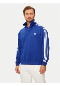 Adidas - adidas Bluza adicolor Funnel IX5216 Niebieski Regular Fit. Kolor: niebieski. Materiał: bawełna #1