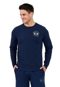 La Martina - LA MARTINA Granatowy męski longsleeve JERSEY, Rozmiar M. Kolor: czarny. Materiał: jersey. Długość rękawa: długi rękaw. Długość: długie #4