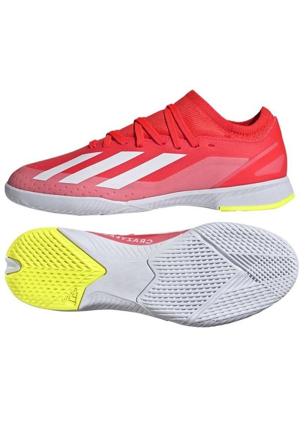 Adidas - Buty piłkarskie adidas X Crazyfast League In Jr IF0684 czerwone. Zapięcie: sznurówki. Kolor: czerwony. Materiał: syntetyk, guma. Sport: piłka nożna