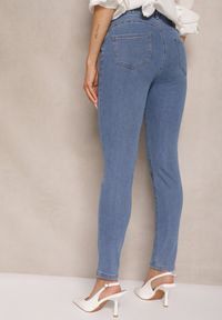 Renee - Niebieskie Jeansy High Waist Regular z Bawełną Elisira. Stan: podwyższony. Kolor: niebieski. Długość: do kostek. Wzór: gładki #4