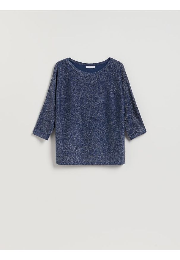 Reserved - Sweter z metalizowaną nitką - niebieski. Kolor: niebieski. Materiał: wiskoza