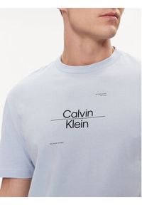 Calvin Klein T-Shirt Line Logo K10K112489 Niebieski Regular Fit. Kolor: niebieski. Materiał: bawełna