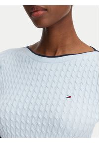 TOMMY HILFIGER - Tommy Hilfiger Sweter Fine Gg Cable Boat WW0WW50103 Niebieski jasny Regular Fit. Kolor: niebieski. Materiał: bawełna #4