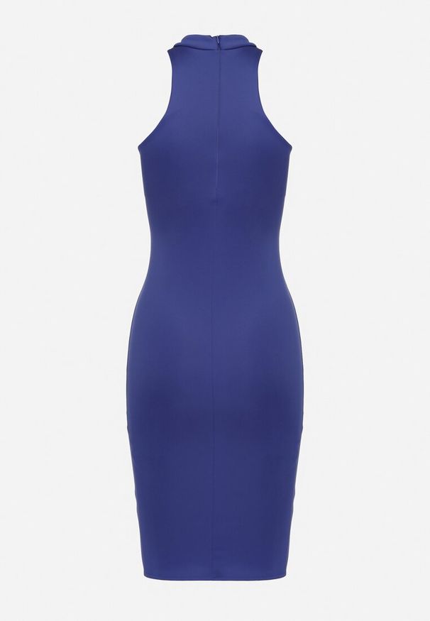 Born2be - Niebieska Dopasowana Sukienka Bez Rękawów z Wycięciem przy Dekolcie Galoriena. Okazja: na co dzień. Kolor: niebieski. Długość rękawa: bez rękawów. Typ sukienki: proste. Styl: casual, elegancki