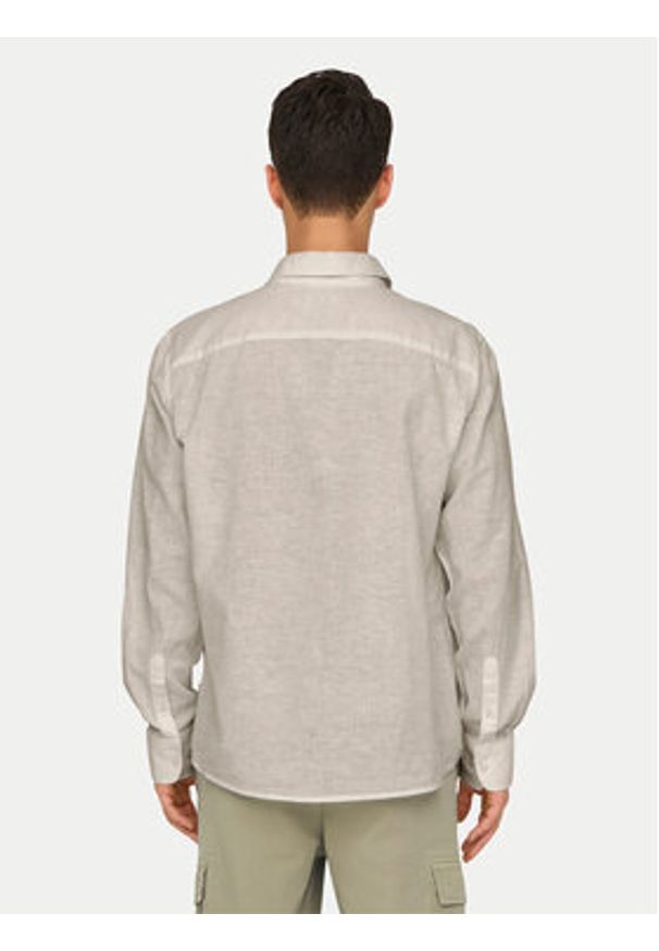 Only & Sons Koszula Caiden 22031804 Beżowy Regular Fit. Kolor: beżowy. Materiał: bawełna