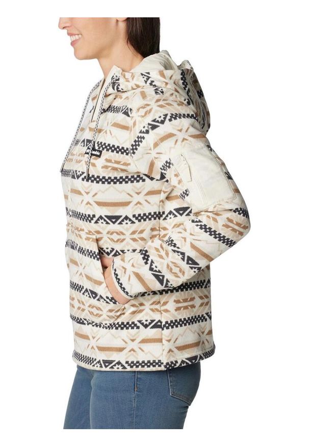 columbia - Sweter polo damski Columbia Weather. Typ kołnierza: polo. Kolor: beżowy, wielokolorowy, brązowy. Materiał: poliester, polar. Sport: turystyka piesza