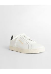 PALM ANGELS - Białe sneakersy ze złotym logo. Kolor: biały. Wzór: aplikacja. Obcas: na płaskiej podeszwie #9