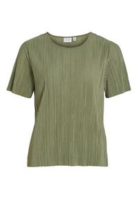 Vila T-Shirt Plisa 14089481 Zielony Regular Fit. Kolor: zielony. Materiał: wiskoza, syntetyk