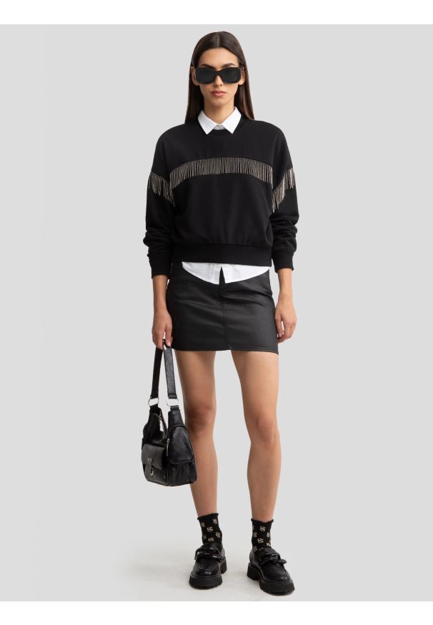 Big-Star - Spódnica damska jeansowa woskowana mini czarna Margaret 924. Okazja: na co dzień. Stan: podwyższony. Kolor: czarny. Materiał: jeans. Styl: elegancki, casual, klasyczny