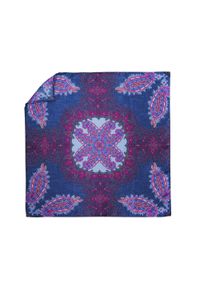 Adam Collection - Niebiesko-fioletowa jedwabna poszetka - orientalny wzór EJ18. Kolor: wielokolorowy, fioletowy, niebieski. Materiał: jedwab #1