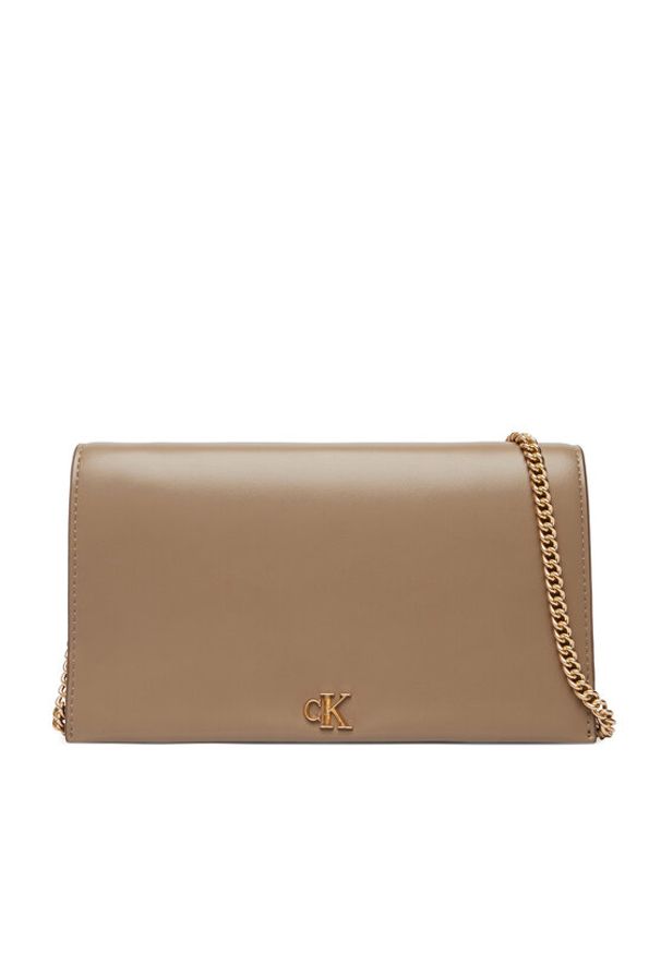 Calvin Klein Torebka Ck Wallet On Chain LV04F3319G Beżowy. Kolor: beżowy. Materiał: skórzane