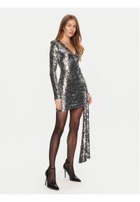 BARDOT Sukienka koktajlowa 59598DB Srebrny Slim Fit. Kolor: srebrny. Materiał: syntetyk. Styl: wizytowy