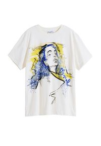 Desigual T-Shirt Portrait 25WWTK05 Biały Loose Fit. Kolor: biały. Materiał: bawełna #4