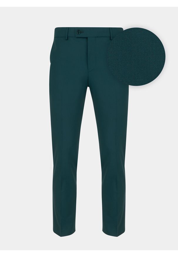 Pako Lorente - PAKO LORENTE – Zielone spodnie garniturowe P22SF-6G-017-Z-S. Kolor: zielony. Materiał: wełna. Wzór: gładki. Styl: elegancki