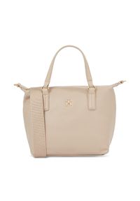 TOMMY HILFIGER - Tommy Hilfiger Torebka Poppy Plus Small Tote AW0AW15592 Beżowy. Kolor: beżowy #1