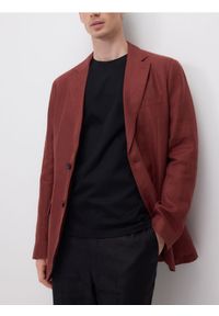 Reserved - Lniana marynarka slim fit - miedziany. Kolor: brązowy. Materiał: len #1