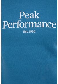 Peak Performance bluza męska z nadrukiem. Okazja: na co dzień. Kolor: niebieski. Materiał: bawełna. Długość rękawa: raglanowy rękaw. Wzór: nadruk. Styl: casual #2