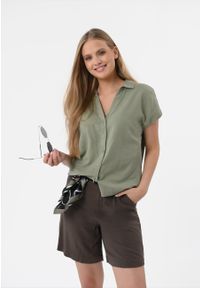 Volcano - Szorty z lnem P-ELYS. Stan: podwyższony. Kolor: brązowy. Materiał: len. Długość: krótkie #1