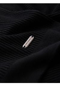 Ombre Clothing - T-shirt męski dzianinowy z guzikami przy dekolcie – czarny V2. Okazja: na co dzień. Kolor: czarny. Materiał: dzianina. Wzór: paski. Styl: casual, elegancki #6