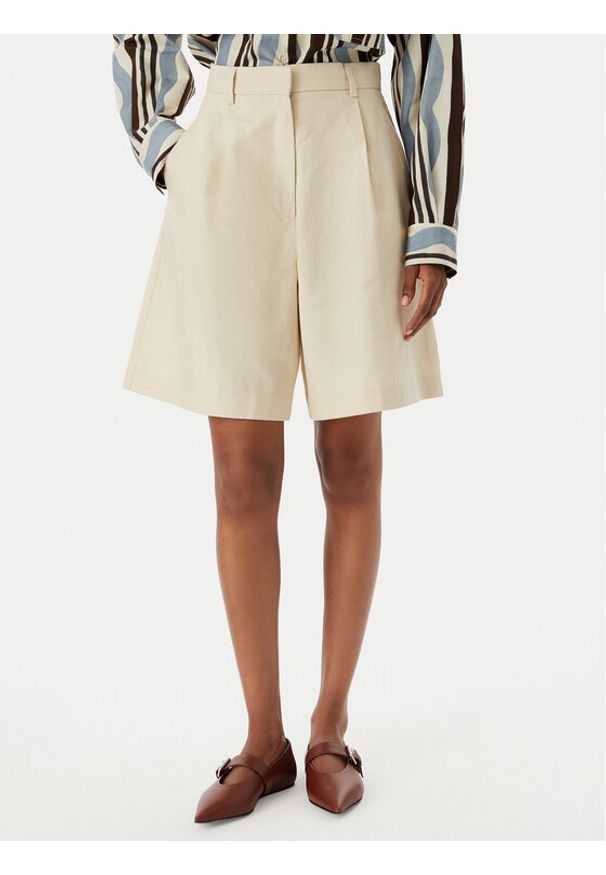 Weekend Max Mara Bermudy Ecuba 2515141032 Écru Regular Fit. Kolor: kremowy. Materiał: bawełna