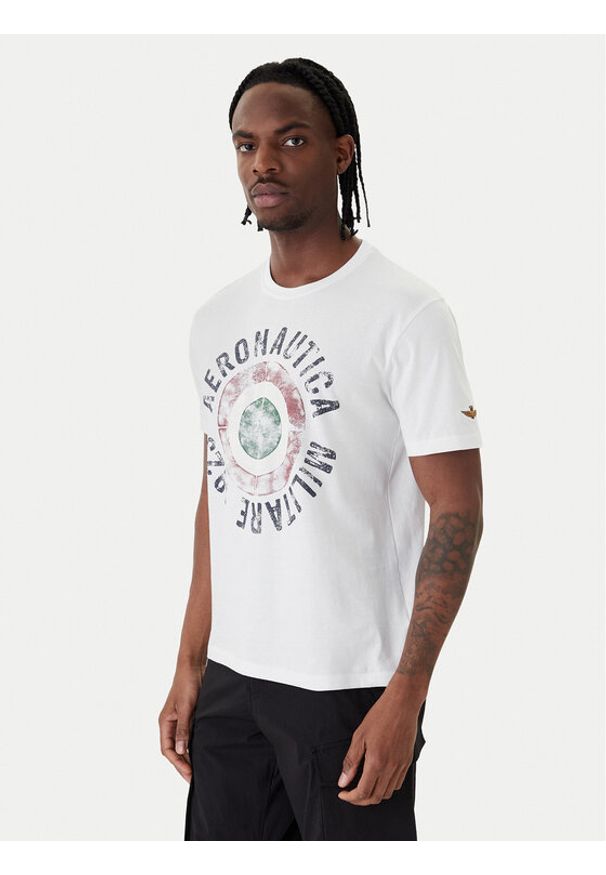 Aeronautica Militare T-Shirt 261TS2538UJ00727 Biały Regular Fit. Kolor: biały. Materiał: bawełna