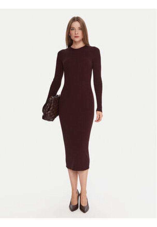 Kontatto Sukienka dzianinowa 3M0829C Bordowy Slim Fit. Kolor: brązowy. Materiał: syntetyk