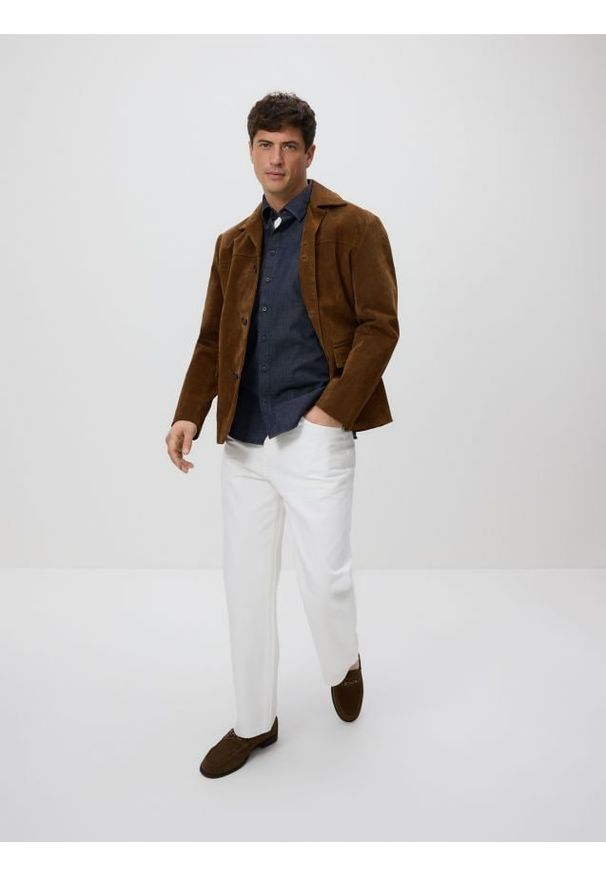 Reserved - Jeansowa koszula slim fit - granatowy. Kolor: niebieski. Materiał: jeans