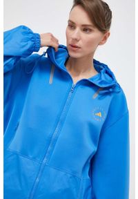 Adidas by Stella McCartney - adidas by Stella McCartney kurtka sportowa kolor niebieski przejściowa oversize. Kolor: niebieski. Materiał: materiał. Styl: sportowy #1