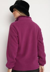 Born2be - Fioletowy Klasyczny Polar ze Ściągaczami przy Rękawach Paradi. Okazja: do pracy, na co dzień. Kolor: fioletowy. Materiał: polar. Długość rękawa: długi rękaw. Długość: długie. Styl: klasyczny #5