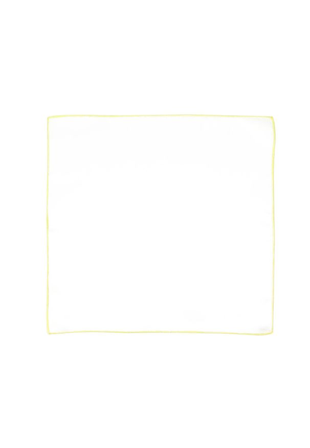 Modini - Biała poszetka z żółtym obszyciem E181. Kolor: biały, wielokolorowy, żółty