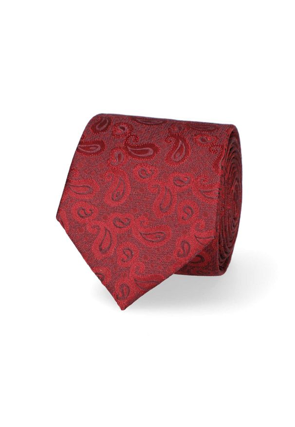 Lancerto - Krawat Czerwony Paisley. Kolor: czerwony. Materiał: jedwab. Wzór: paisley. Styl: elegancki