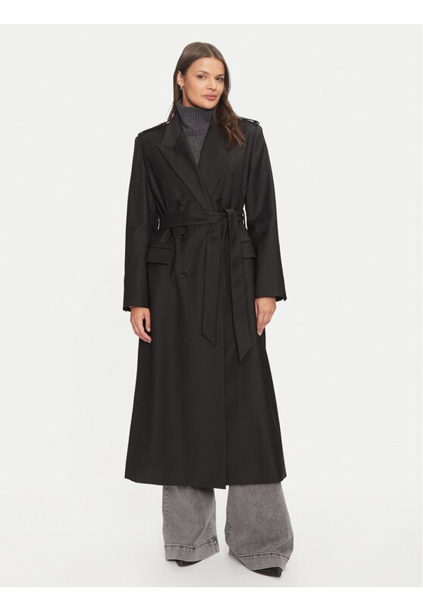 IVY & OAK - IVY OAK Płaszcz wełniany Colette IO111134 Czarny Oversize. Kolor: czarny. Materiał: wełna, syntetyk