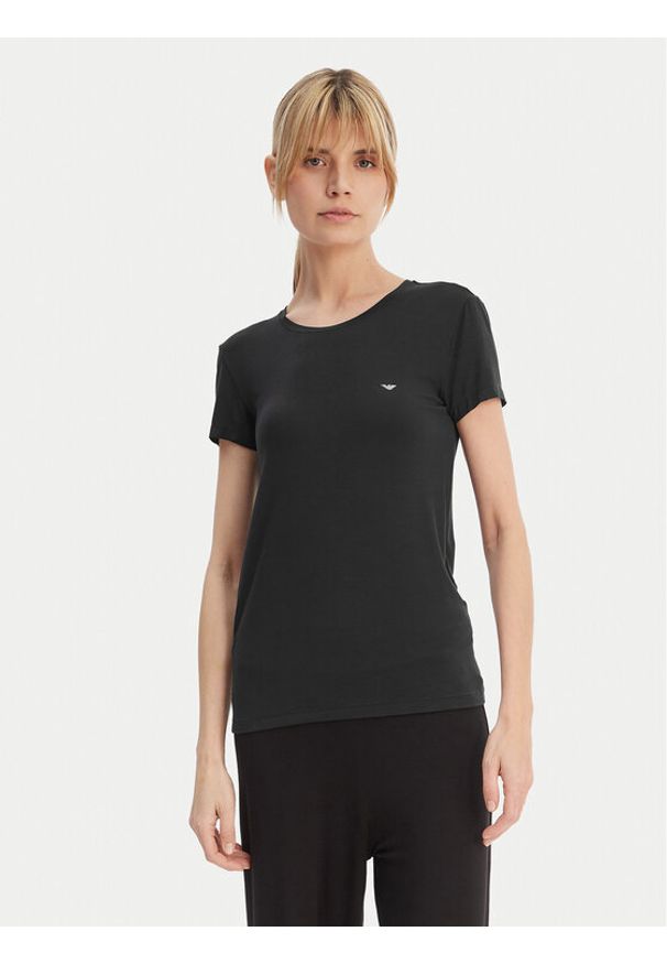 Emporio Armani T-Shirt EW000408 AF19024 UC001 Czarny Regular Fit. Kolor: czarny. Materiał: bawełna