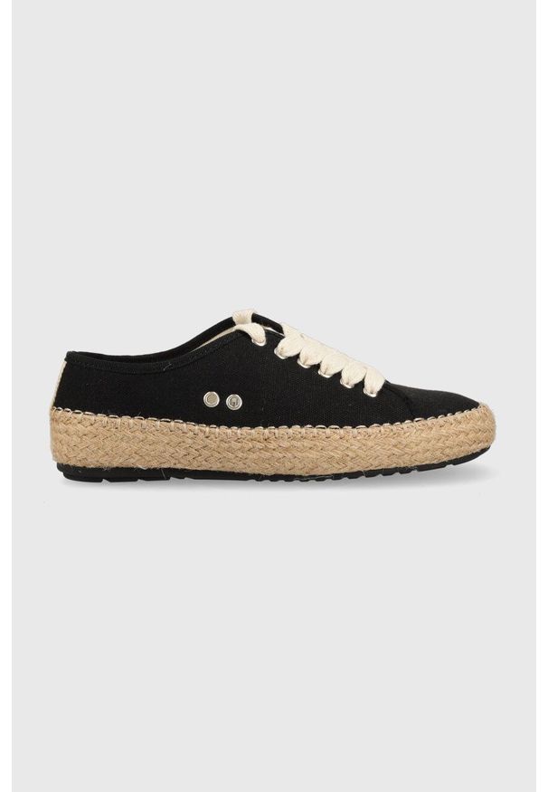 EMU Australia - Emu Australia espadryle Agonis Organic kolor czarny W12883.BLAK. Nosek buta: okrągły. Zapięcie: sznurówki. Kolor: czarny. Materiał: bawełna, guma