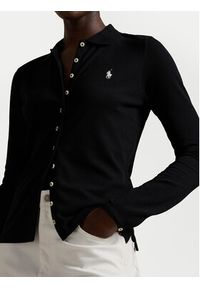 Polo Ralph Lauren Koszula 211941176002 Czarny Slim Fit. Typ kołnierza: polo. Kolor: czarny. Materiał: bawełna #4