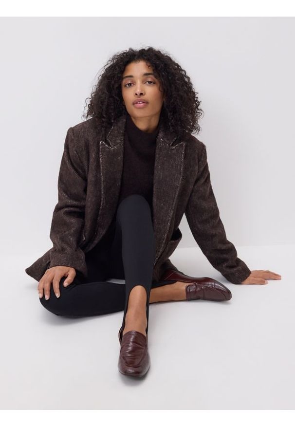 Reserved - Legginsy z wiskozą - czarny. Kolor: czarny. Materiał: wiskoza