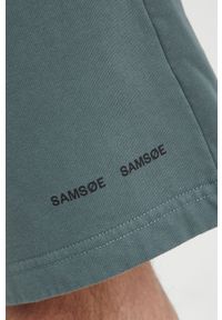 Samsoe & Samsoe - Samsoe Samsoe szorty bawełniane męskie kolor zielony. Kolor: zielony. Materiał: bawełna. Wzór: gładki #4