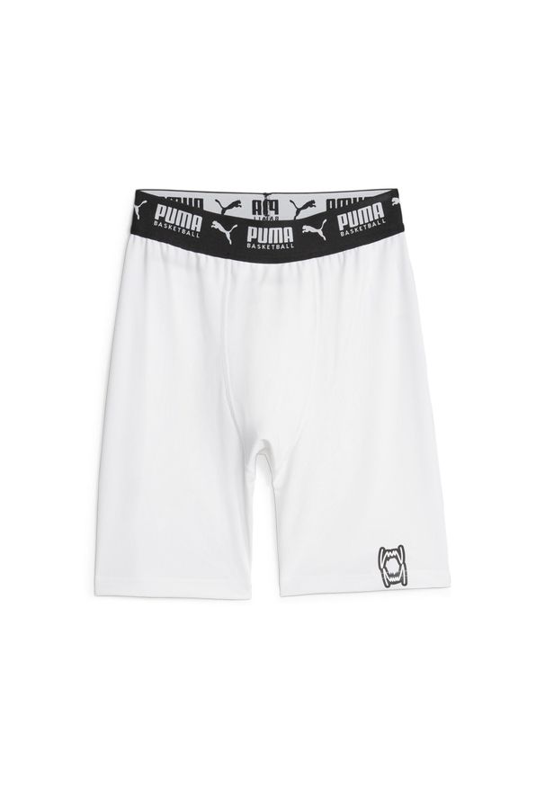 Puma - Męskie spodenki do koszykówki Hoops Team PUMA. Kolor: beżowy, wielokolorowy, biały. Sport: koszykówka