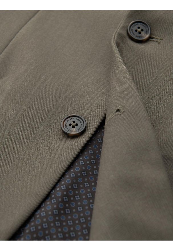 Ombre Clothing - Męska elegancka marynarka SLIM FIT z rayonem – oliwkowa V5 - Rozmiar: M. Kolor: oliwkowy. Materiał: tkanina, poliester, materiał. Wzór: ze splotem. Styl: elegancki